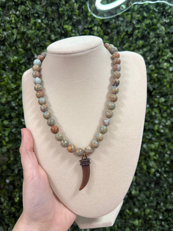 Turquoise Copper Horn Necklace