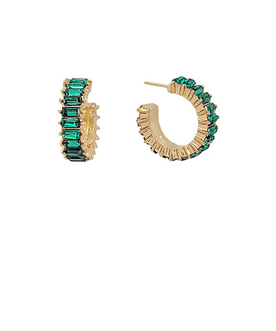 Nevaeh Baguette Hoops| Green