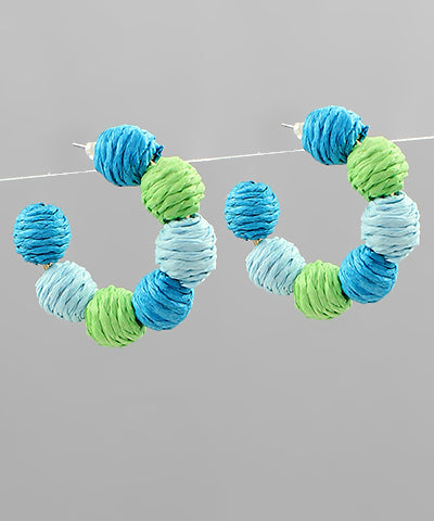 Color Block Raffia Hoops