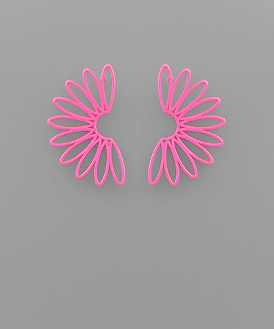 Fuchsia Daisy Open Half Earrings