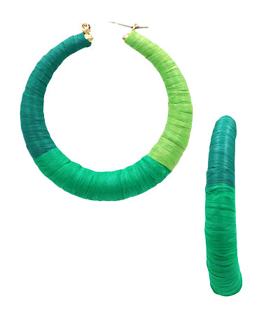 Raffia Wrapped Circle Hoops