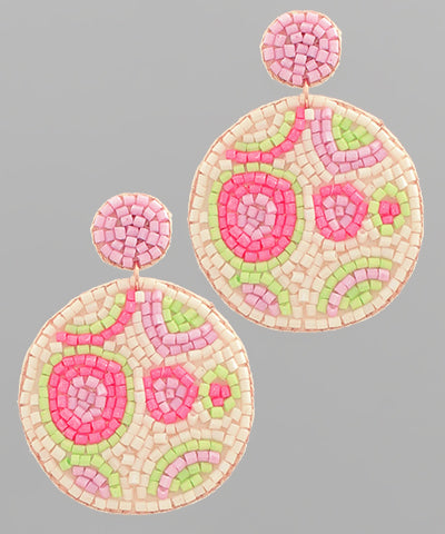 Beaded Round Pattern Earrings