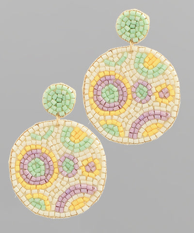 Beaded Round Pattern Earrings