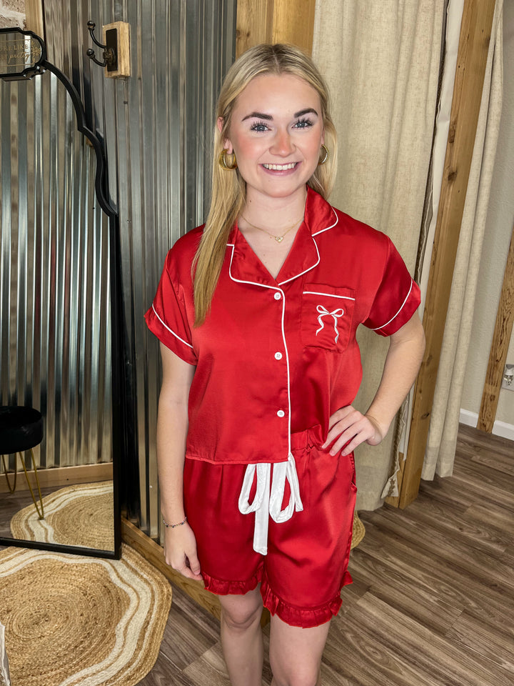 Simply Southern Satin Red Bow Pajamas