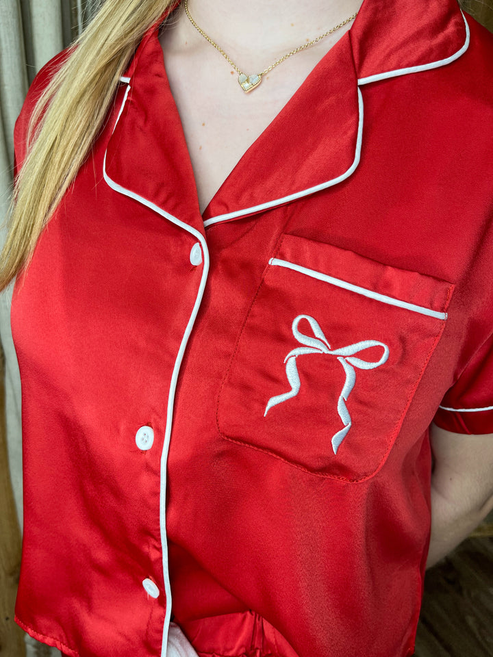 Simply Southern Satin Red Bow Pajamas
