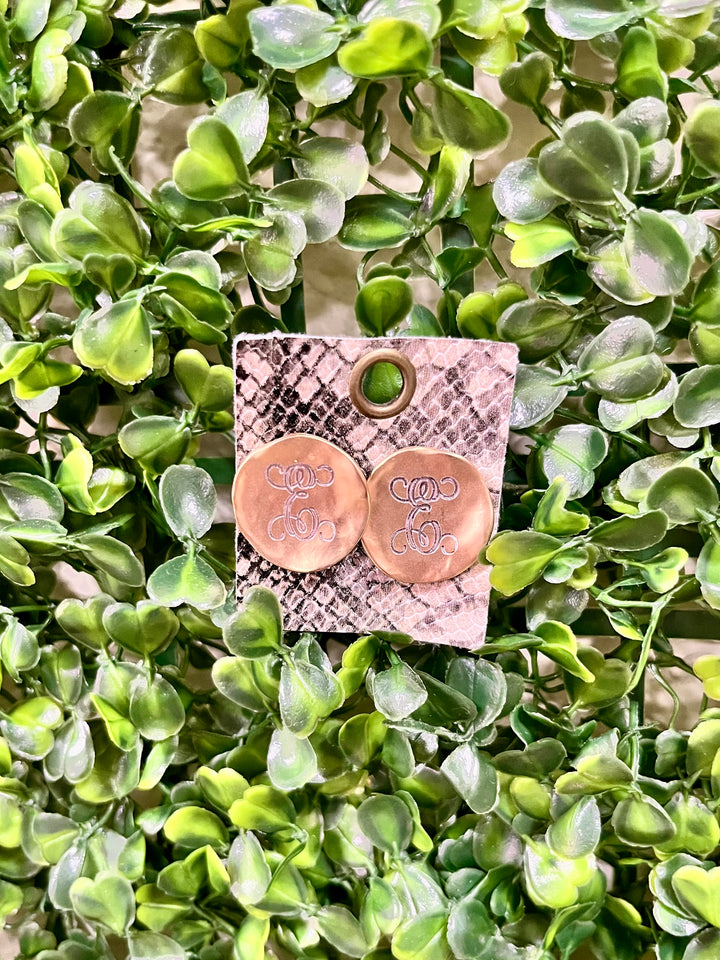 Antique Gold Initial Earrings