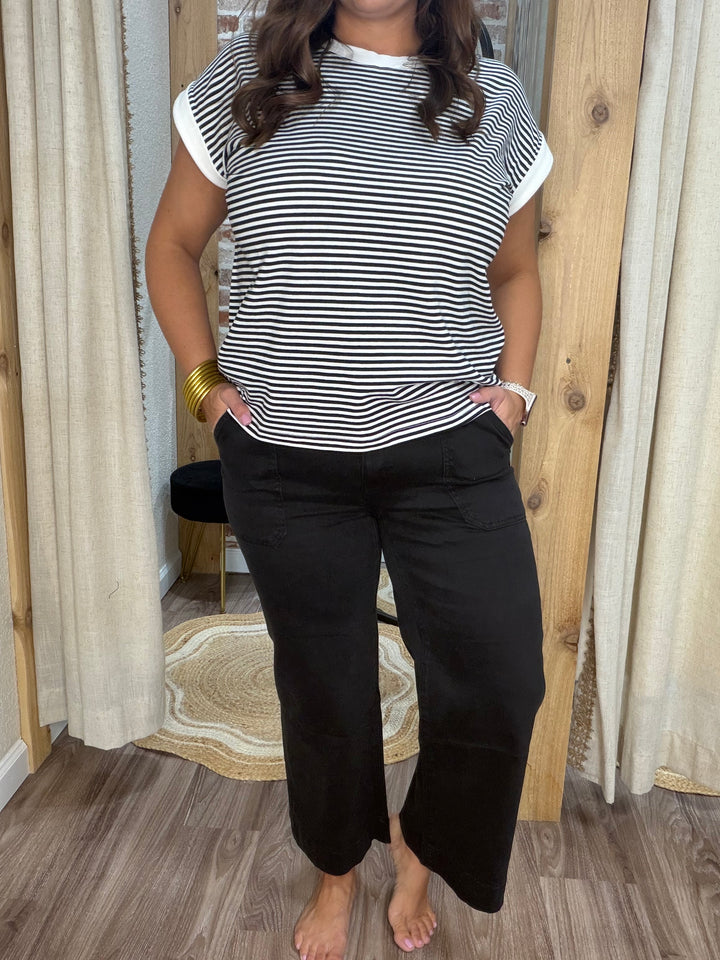 Georgia Cropped Jeans| Black