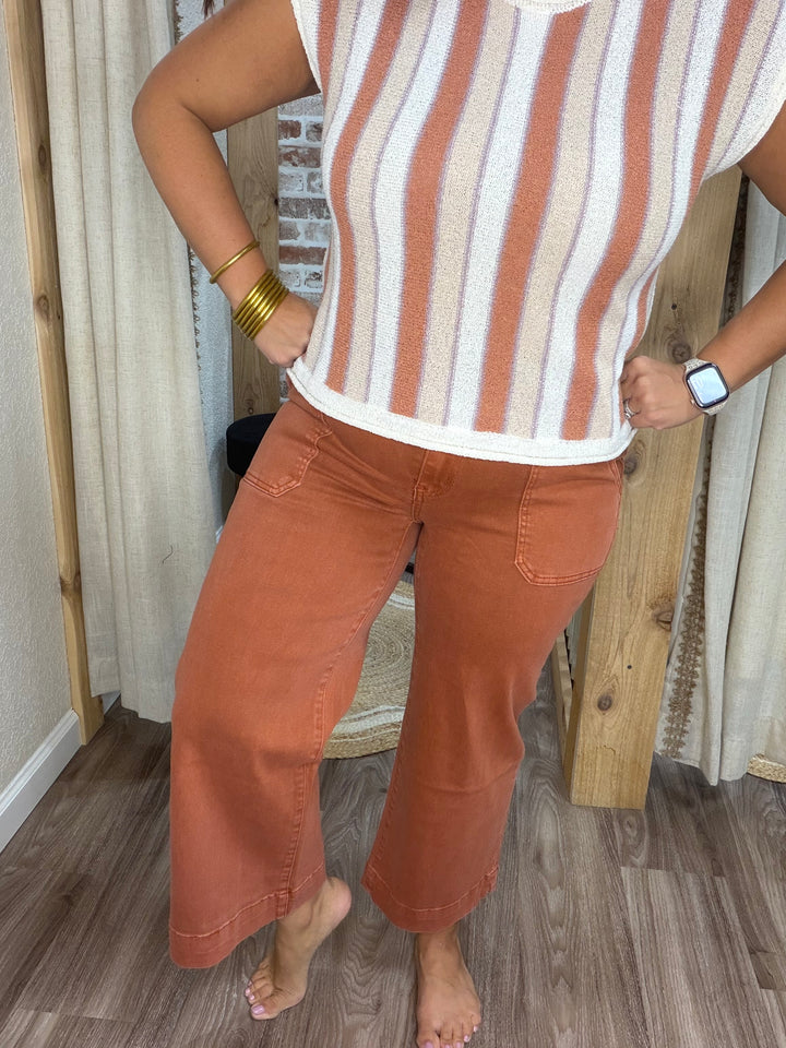Georgia Cropped Jeans| Rust