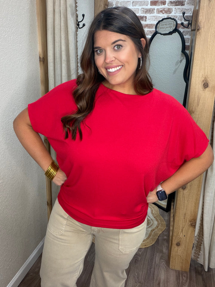 Curvy Tatum Dolman Sleeve Top| Ruby