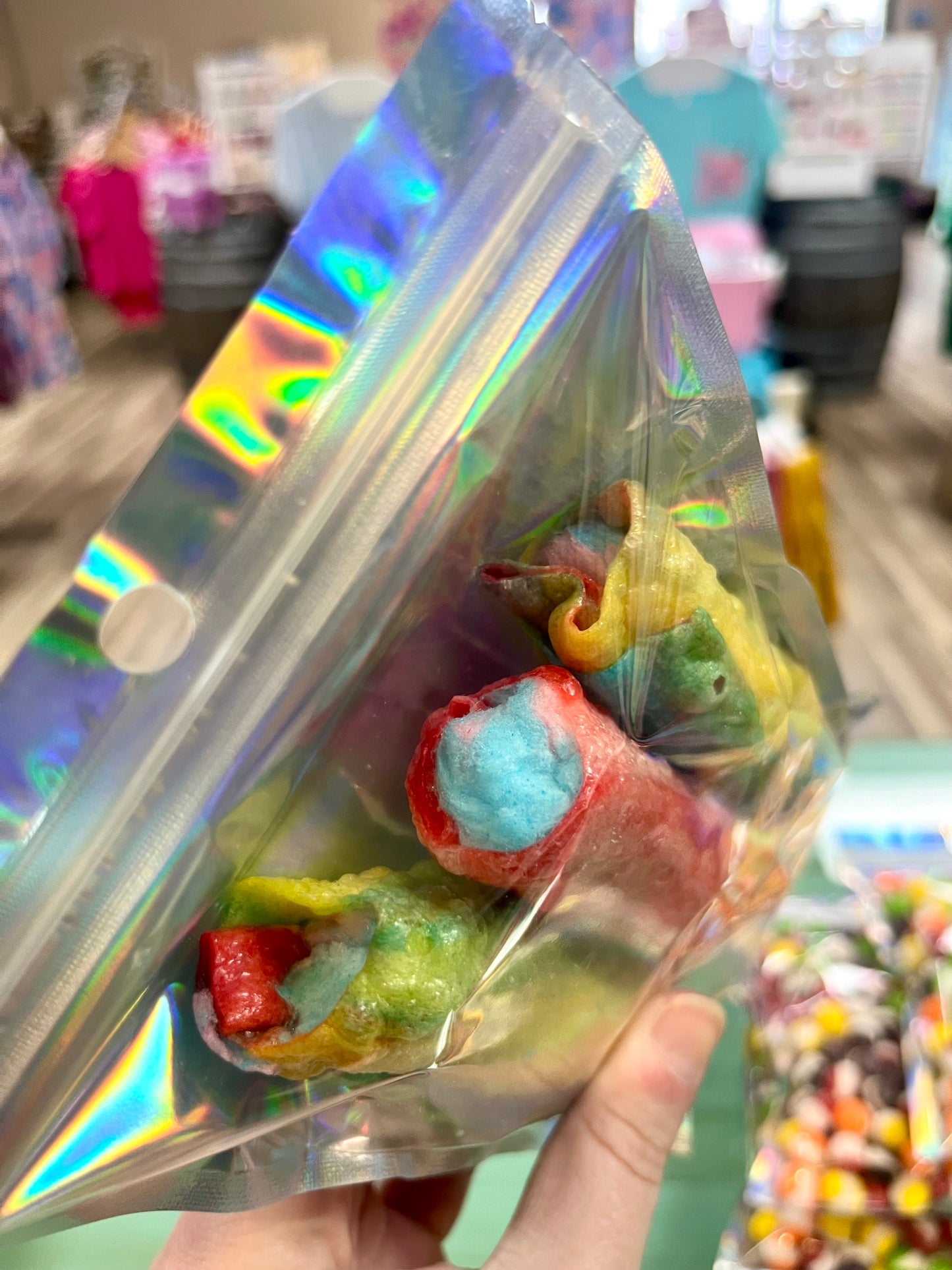 Freeze Dried Fruit Roll Ups Stuffed with Cotton Candy