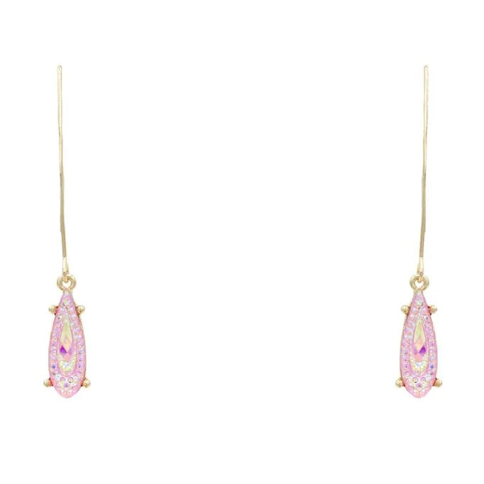 Lilianna Crystal Tear Drop Earrings| Pink