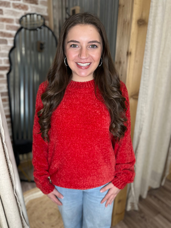 RUBY | ROUND NECK CHENILLE SWEATER