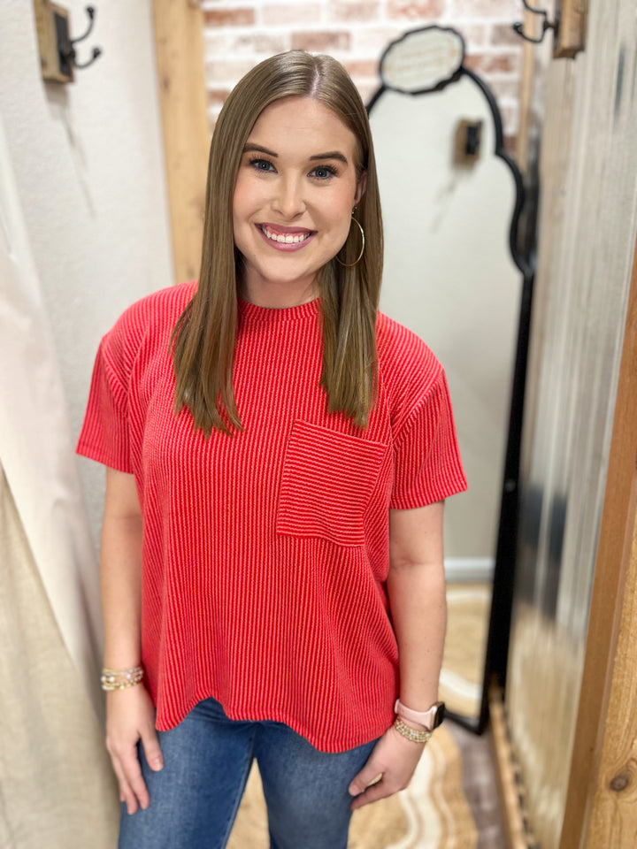 Sadie Raised Ribbed Top| Ruby