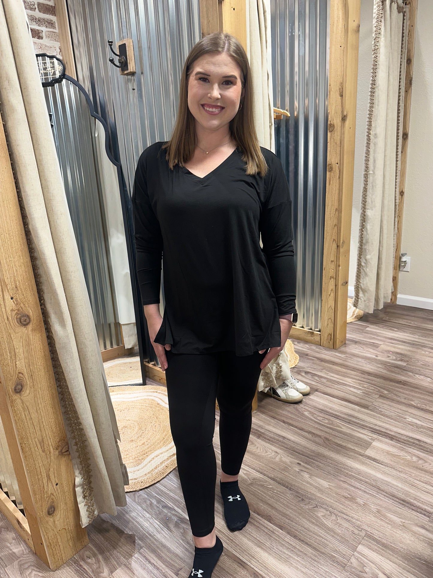 BLACK | BRUSHED MICROFIBER LOUNGEWEAR SET