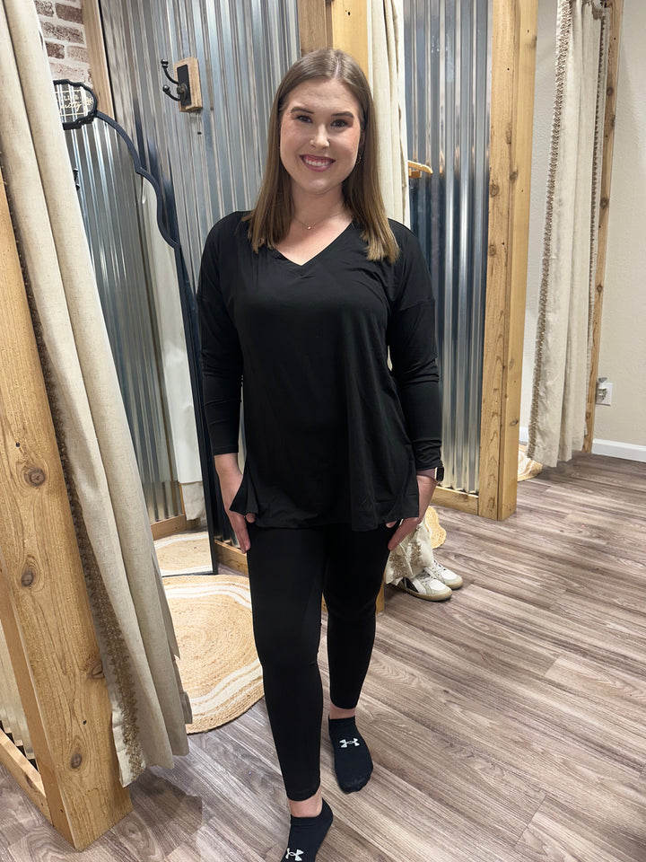 BLACK | BRUSHED MICROFIBER LOUNGEWEAR SET