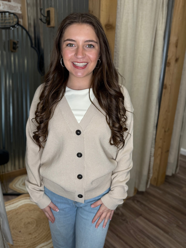 SAND BEIGE | VISCOSE SWEATER CARDIGAN