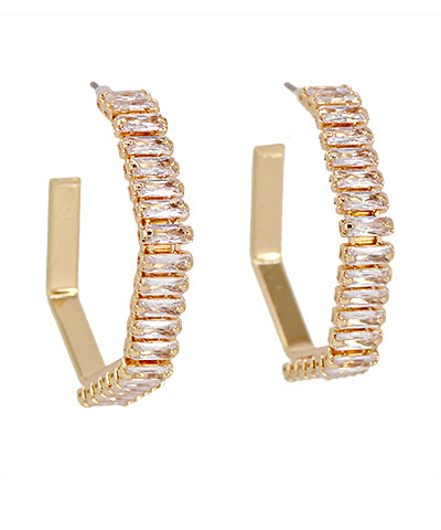 Leyla Baguette Hexagon Open hoops
