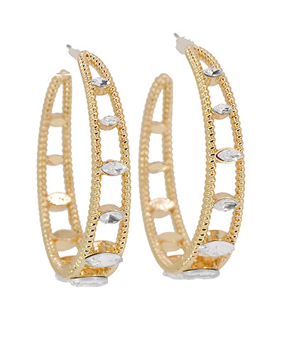 Averie Pave Glass 2 layered Metal Hoops