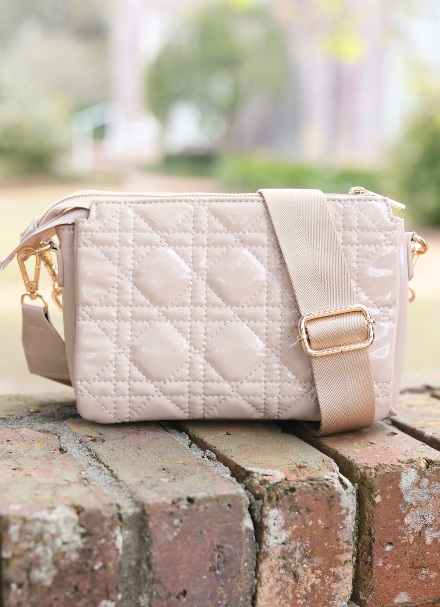 Jace Quilted Crossbody - Nude