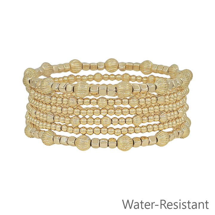 Millie Gold Beaded Bracelets| Set of 6