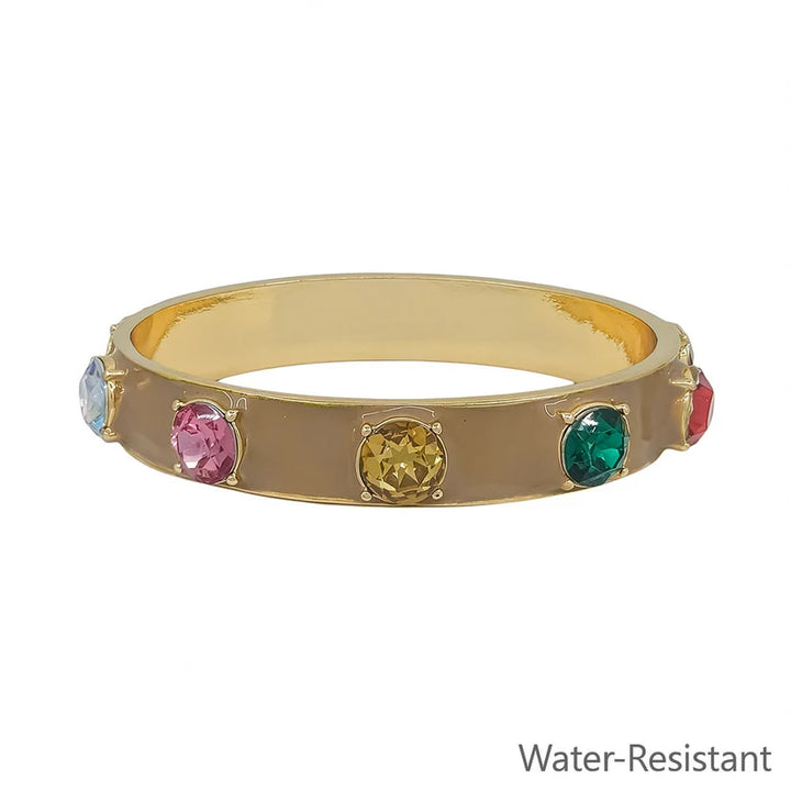Water Resistant 12MM Multi Epoxy and Gold Bangle Bracelet