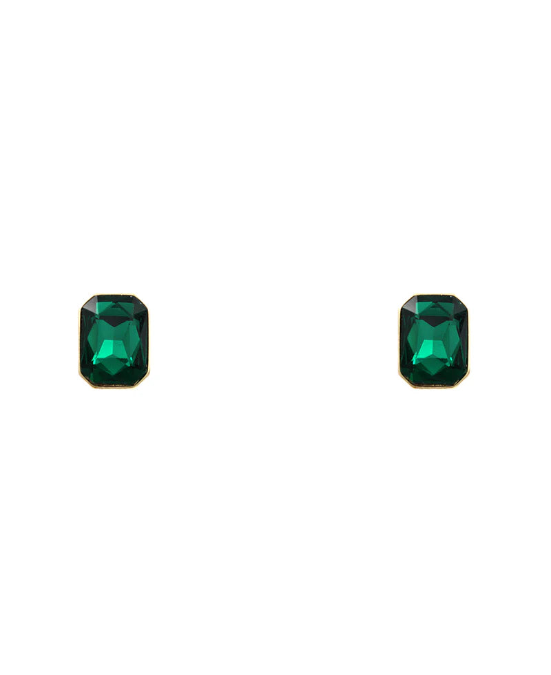 Glass Rectangle Post Earring - 0.75"