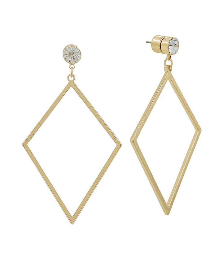 Crystal Post Diamond Drop Earring - 2"