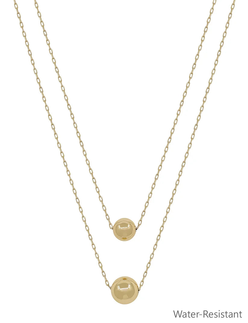 Water Resistant Double Layered 10mm&12mm Ball 16"-18" Necklace