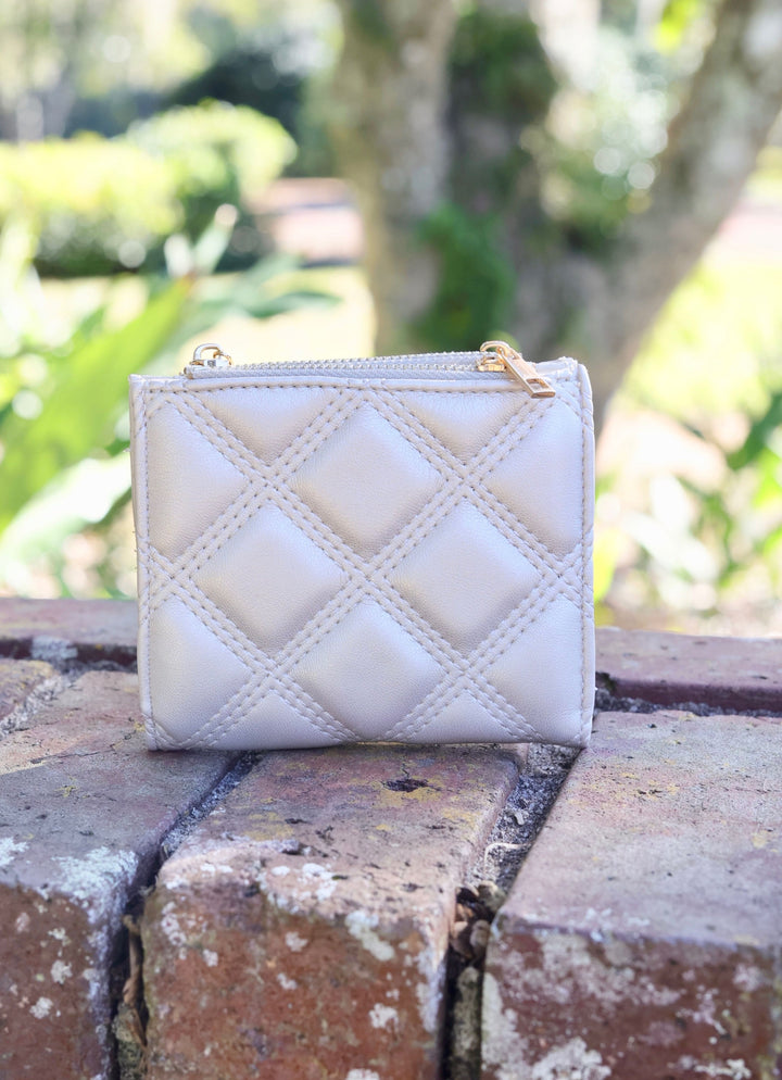 Monica Double Zip Wallet Pearl Quilted DQ