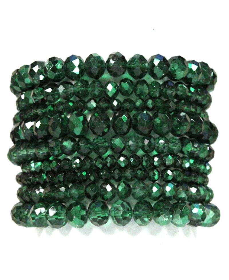 Green Bead Stackable Bracelet | set of 9