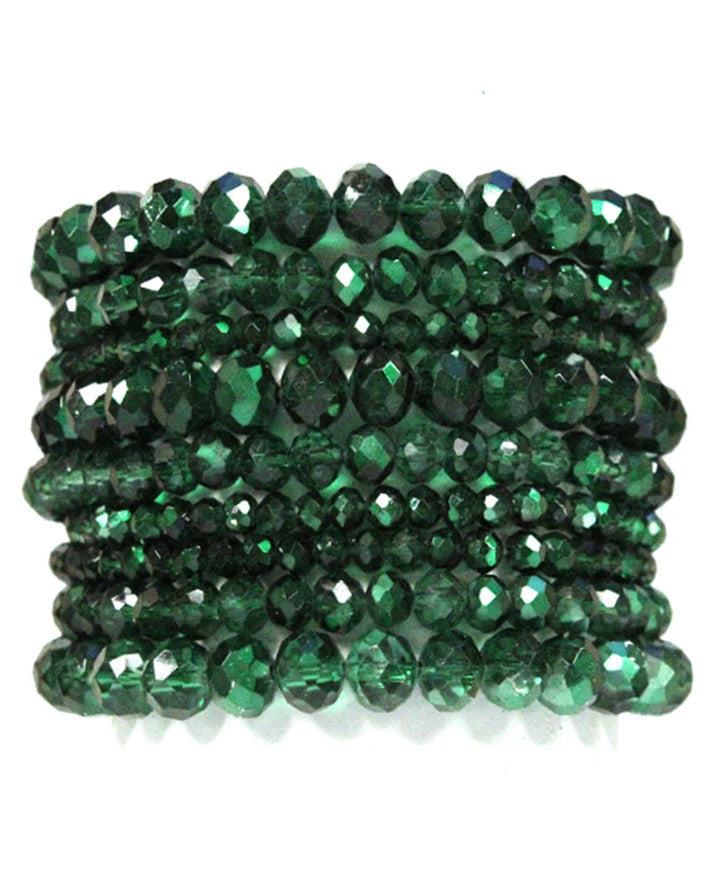 Green Bead Stackable Bracelet | set of 9