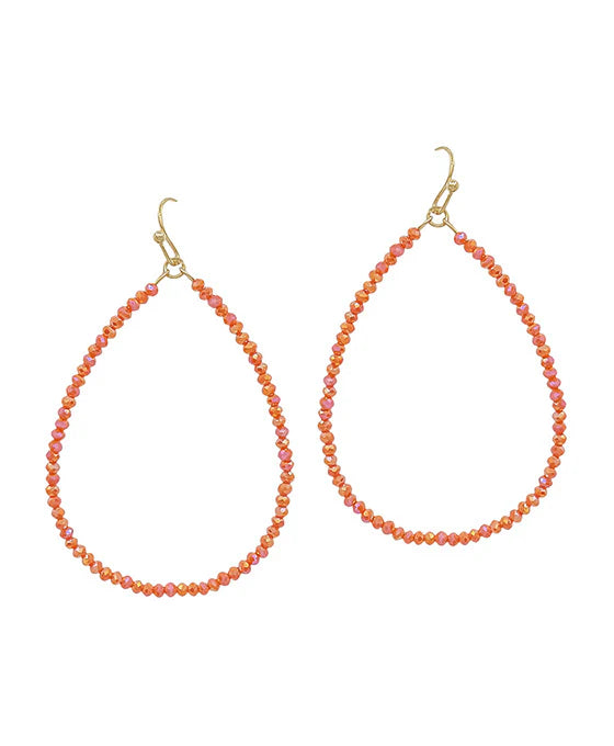 Orange - Glass Beads Teardrop Earring