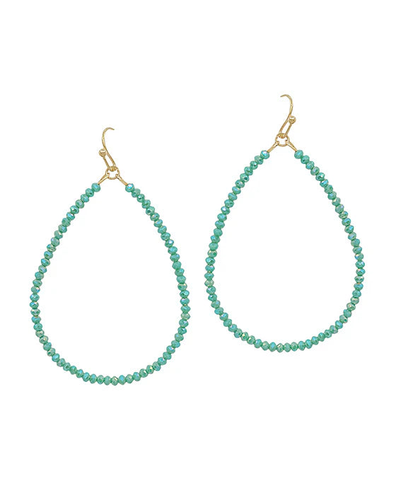 TEAL- Glass Beads Teardrop Earring