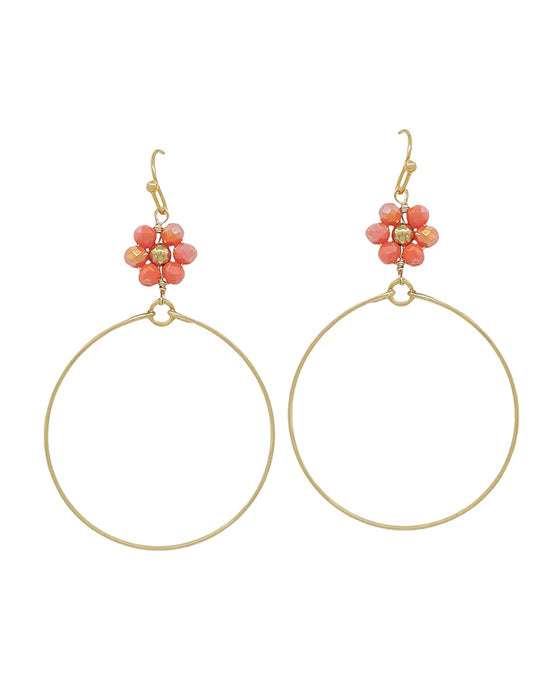 Flower Beads w/ Round Wire Drop Earring