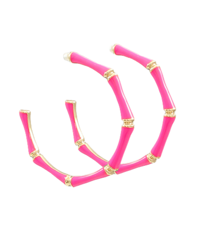 Blythe Bamboo Hoop Earrings-Pink