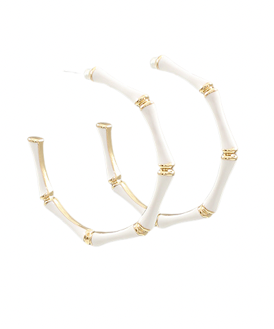 Blythe Bamboo Hoop Earrings-White