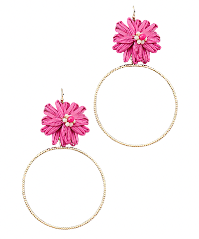 Iris Raffia Flower Earrings