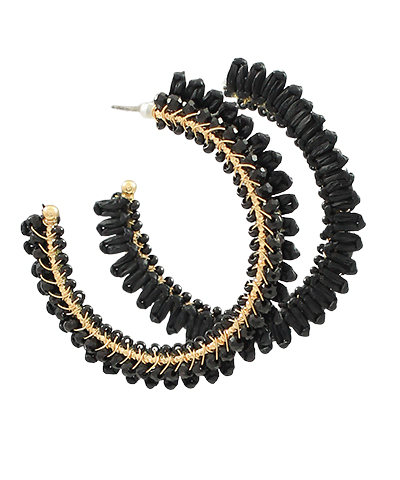 Jackie Black Hoop Earrings