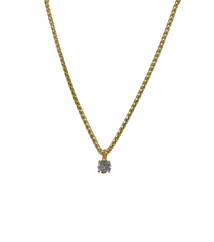 18K Gold Plated wheat chain with clear crystal