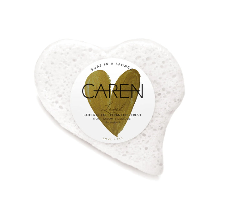 Caren Shower Soap Sponge | Loved | White Heart