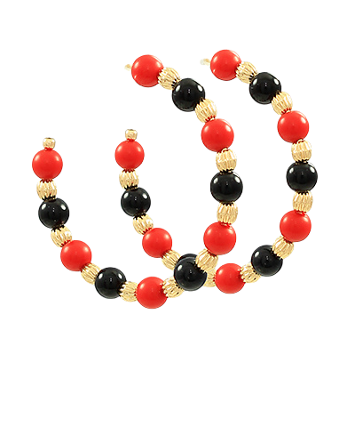 Red & Black Beaded Earrings