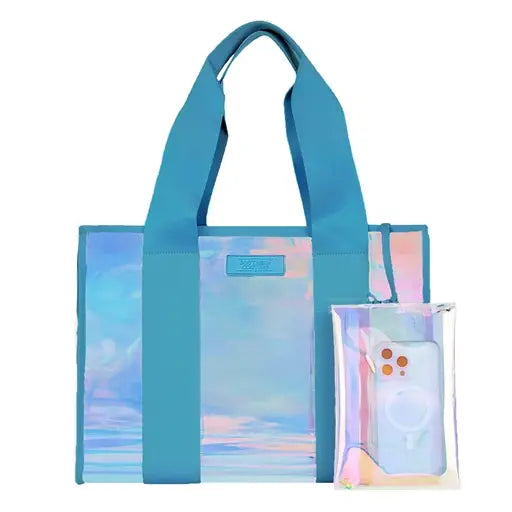 Carry All Iridescent Tote - Light Blue