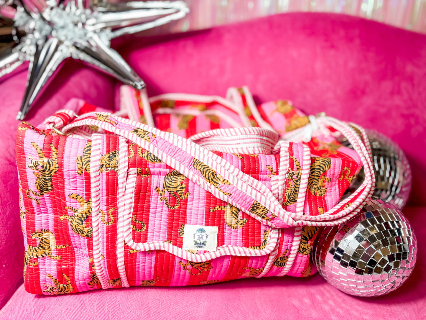 Tiger Lily | Large Scalloped Quilted Duffle Bag