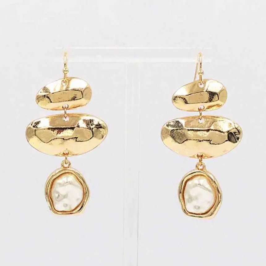 Gold Geometric with Pearl Earring