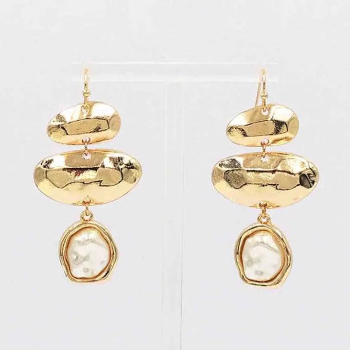 Gold Geometric with Pearl Earring