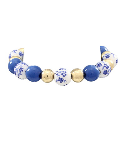 Madyson Blue & White Beaded Bracelet