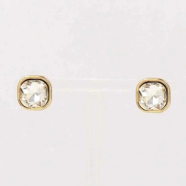 Gold Wrapped with Clear Crystal Stud Earring