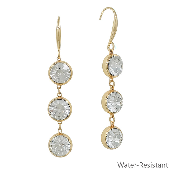 Gold with Clear Triple Drop Crystals Earring
