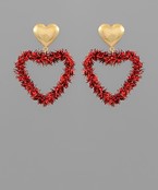 Tinsel & Metal Heart Drop Earrings