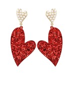 Pearl & Glitter Heart Earrings